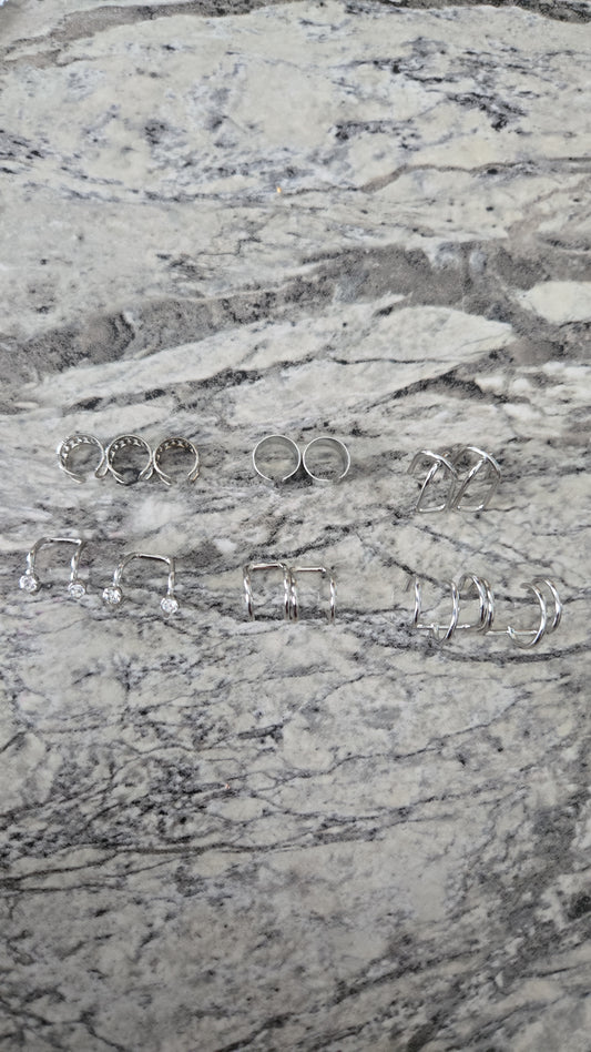 Assorted Silver Ear Cuff Set