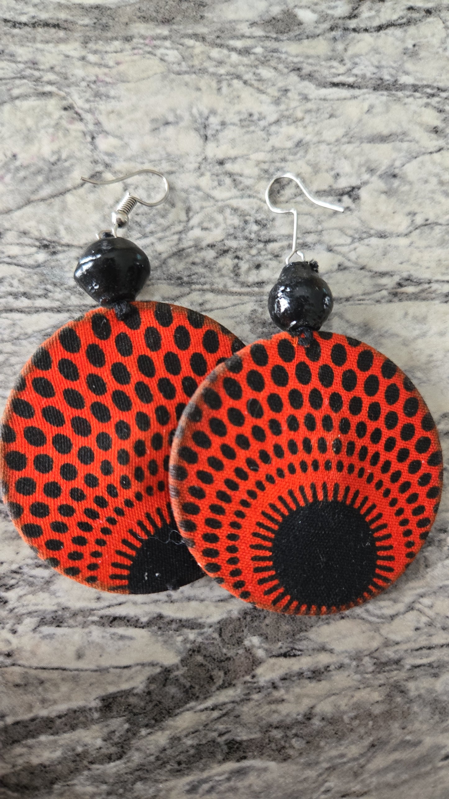 Orange African Cloth Earrings