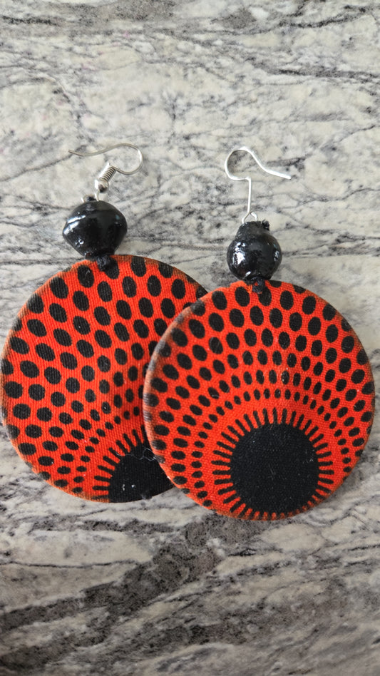 Orange African Cloth Earrings