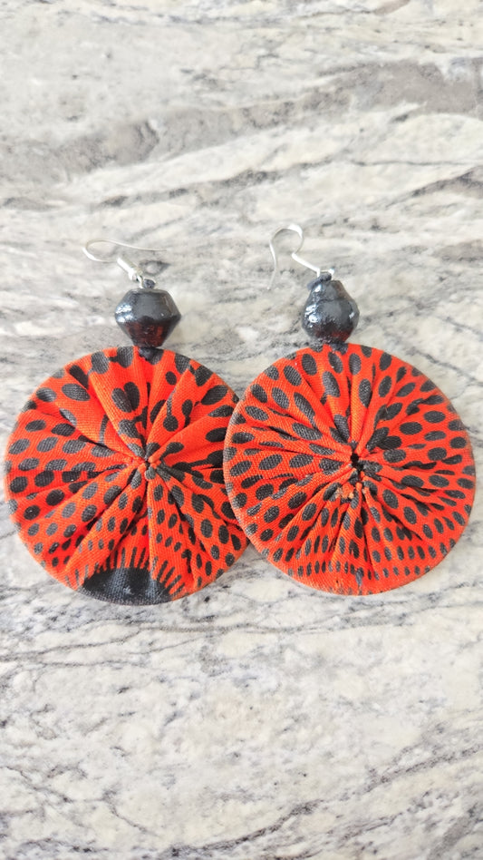 Orange African Cloth Earrings