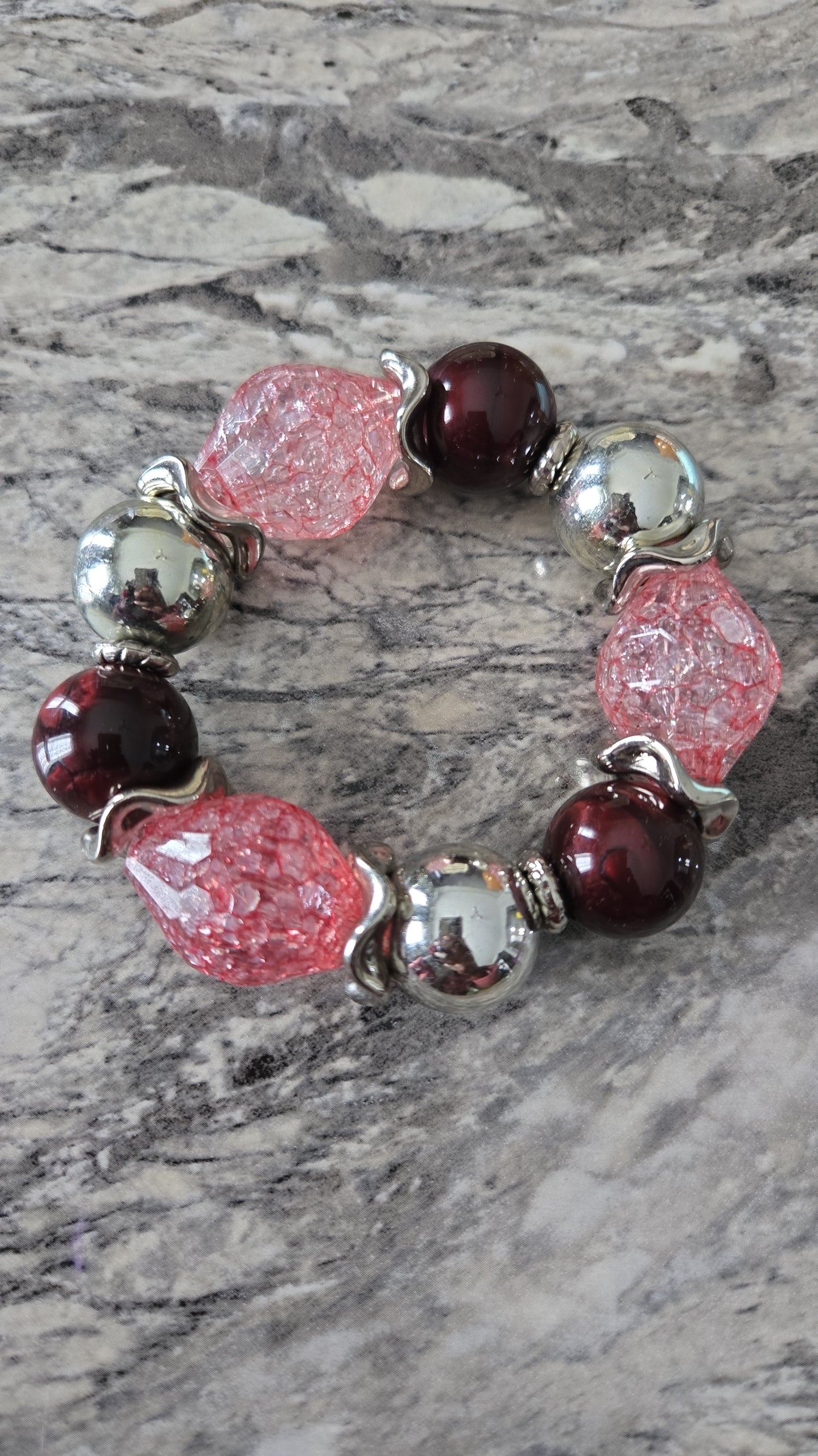 Maroon & Silver Unity Bracelet