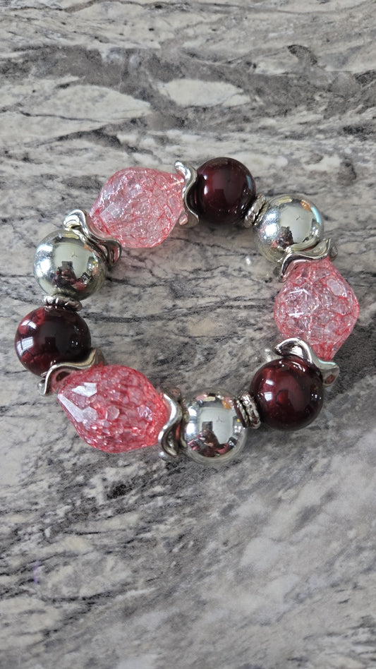 Maroon & Silver Unity Bracelet